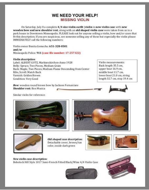 Stolen Violin Alert (from VSA)